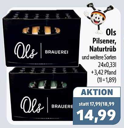 Ols Pilsener, Naturtrüb und weitere Sorten 24x0,33l +3,42 Pfand (1l=1,89)