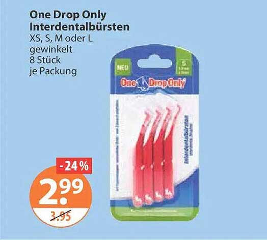 One Drop Only Interdentalbürsten XS, S, M oder L gewinkelt 8 Stück je Packung