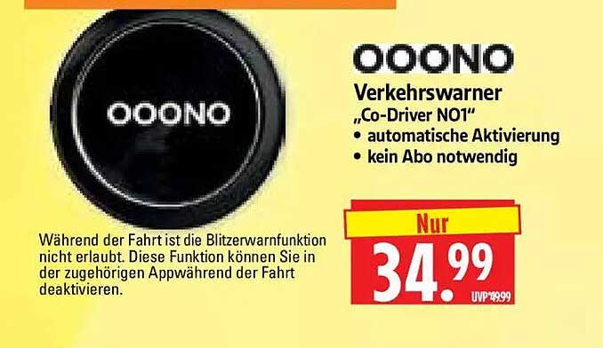 OOONO Verkehrswarner „Co-Driver NO1“ • automatische Aktivierung • kein Abo notwendig
