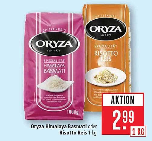 Oryza Himalaya Basmati oder Risotto Reis 1 kg