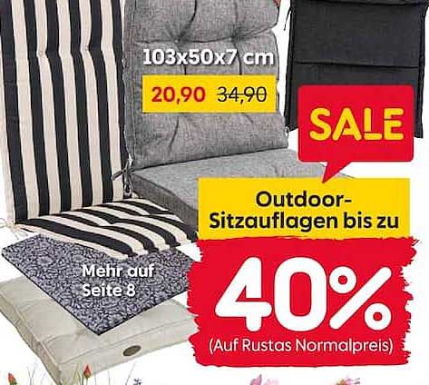 Outdoor-Sitzauflagen bis zu 40%