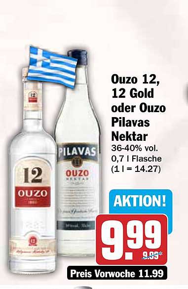 Ouzo 12, 12 Gold oder Ouzo Pilavas Nektar