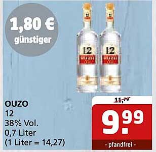 OUZO 12 38% Vol. 0,7 Liter (1 Liter = 14,27)