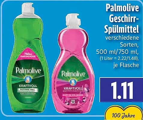Palmolive Geschirr-Spülmittel verschiedene Sorten, 500 ml/750 ml, je Flasche