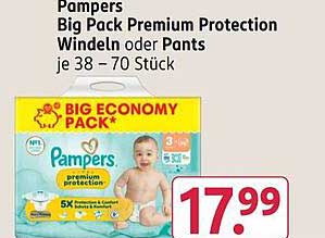 Pampers Big Pack Premium Protection Windeln oder Pants je 38 - 70 Stück