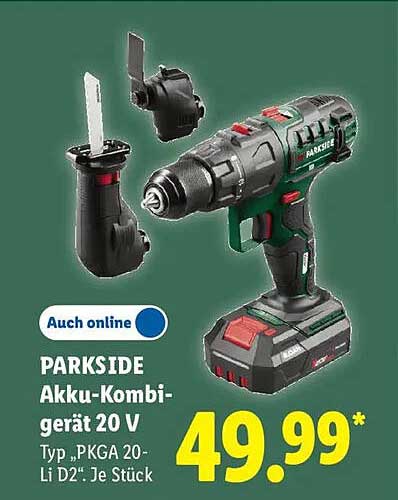 PARKSIDE Akku-Kombi-Gerät 20 V Typ „PKGA 20-Li D2“ Je Stück