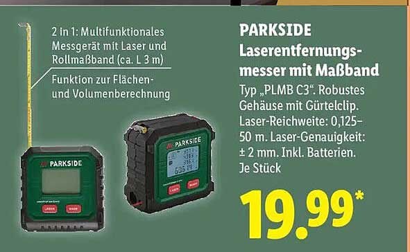 PARKSIDE Laserentfernungsmesser mit Maßband