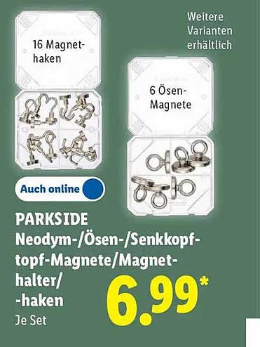 PARKSIDE Neodym-/Ösen-/Senkkopf-/Topf-Magnete/Magnethalter/-haken