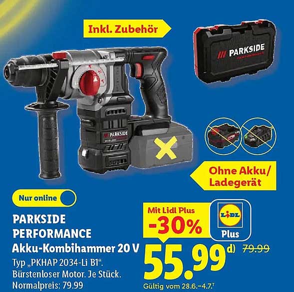 PARKSIDE PERFORMANCE Akku-Kombihammer 20 V