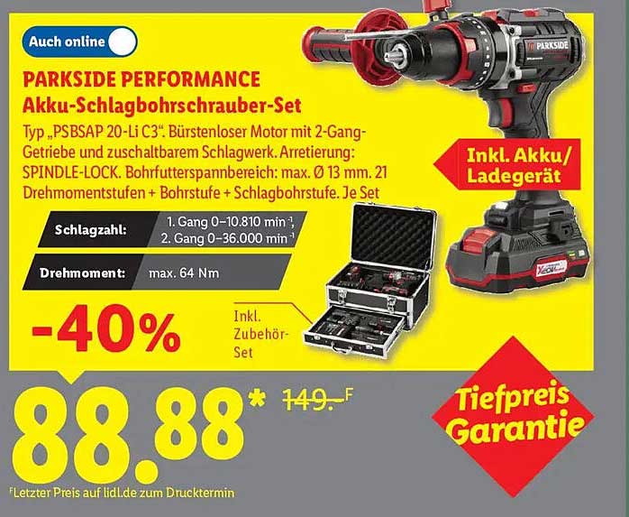 PARKSIDE PERFORMANCE Akku-Schlagbohrschrauber-Set