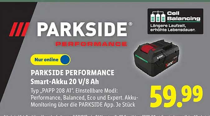 PARKSIDE PERFORMANCE Smart-Akku 20 V/8 Ah