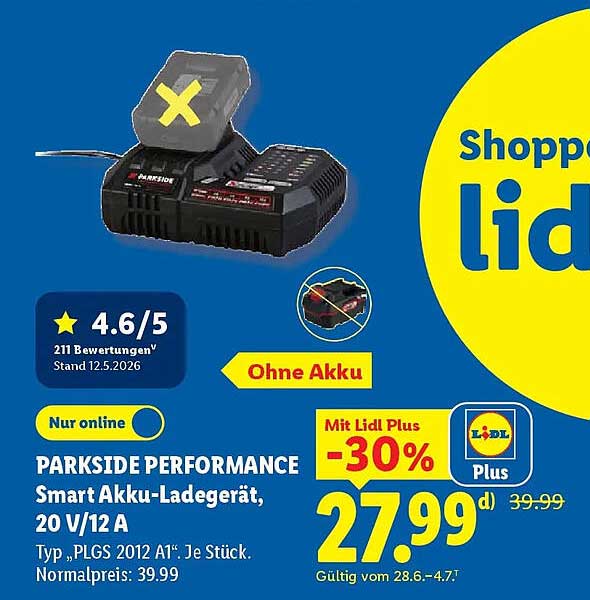 PARKSIDE PERFORMANCE Smart Akku-Ladegerät, 20 V/12 A