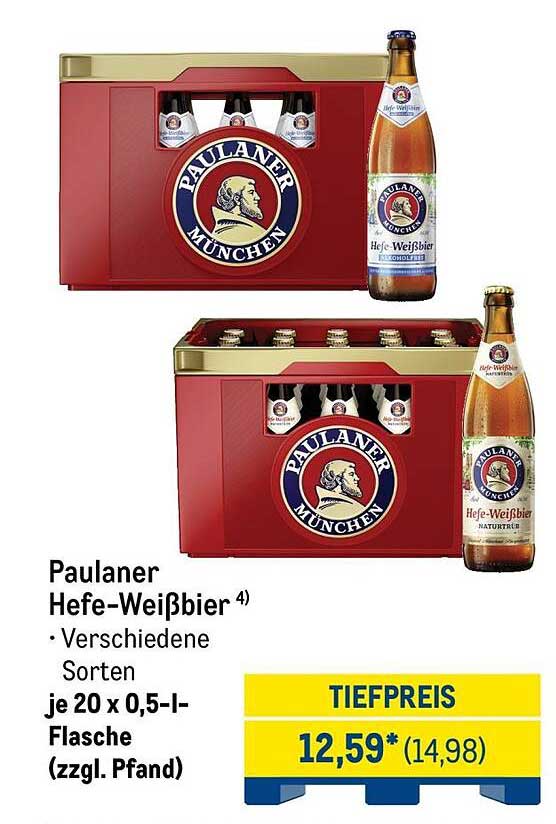 Paulaner Hefe-Weißbier ⁴ • Verschiedene Sorten je 20 x 0,5-l-Flasche (zzgl. Pfand)