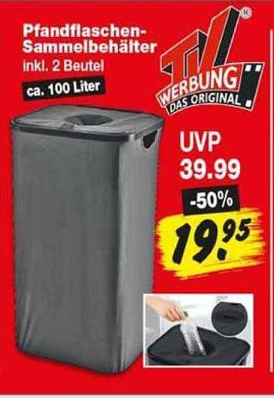 Pfandflaschen-Sammelbehälter inkl. 2 Beutel ca. 100 Liter