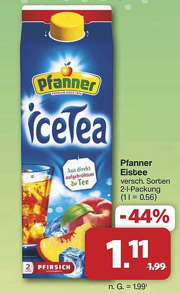 Pfanner Eistee versch. Sorten 2-l-Packung (1 l = 0.56)