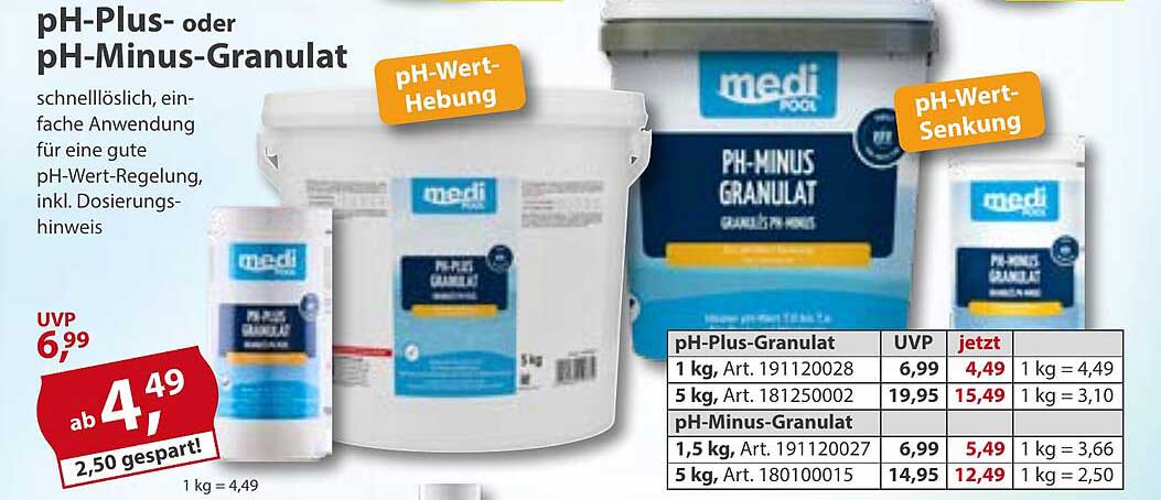 pH-Plus- oder pH-Minus-Granulat