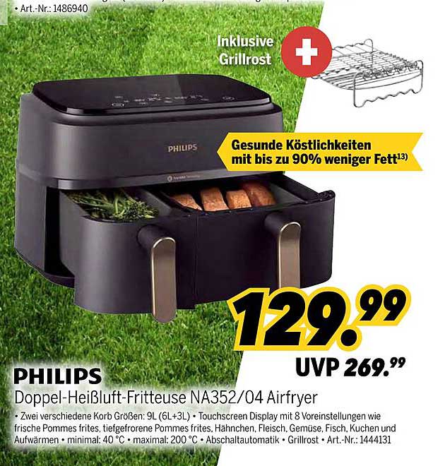 PHILIPS Doppel-Heißluft-Fritteuse NA352/04 Airfryer