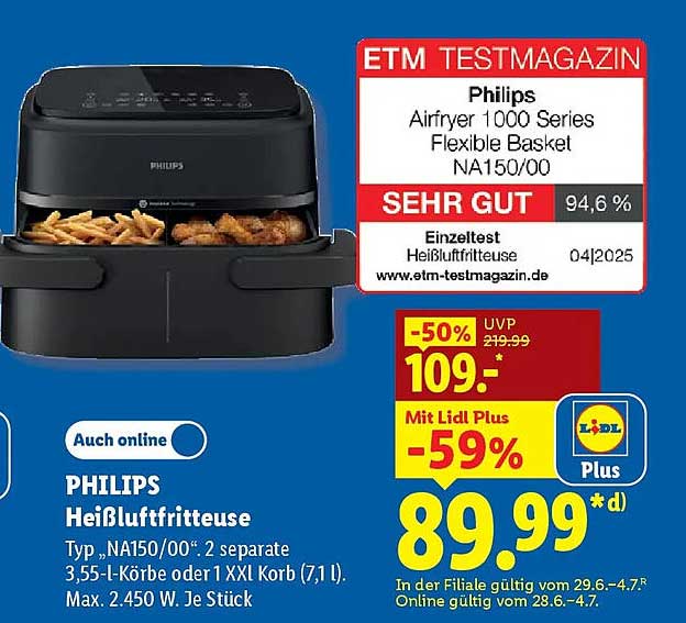 PHILIPS Heißluftfritteuse Typ „NA150/00“