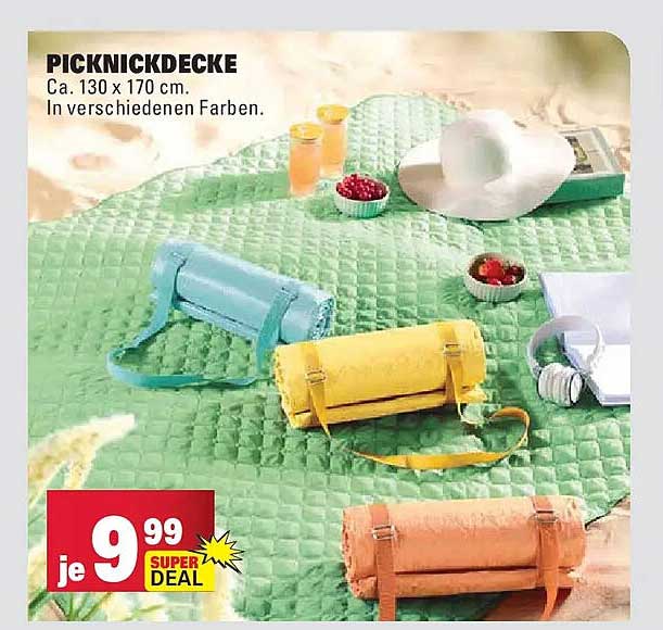 PICKNICKDECKE Ca. 130 x 170 cm. In verschiedenen Farben.