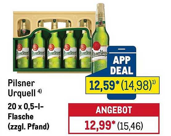 Pilsner Urquell 4) 20 x 0,5-l-Flasche (zzgl. Pfand)