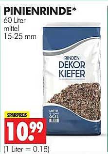 PINIENRINDE* 60 Liter mittel 15-25 mm