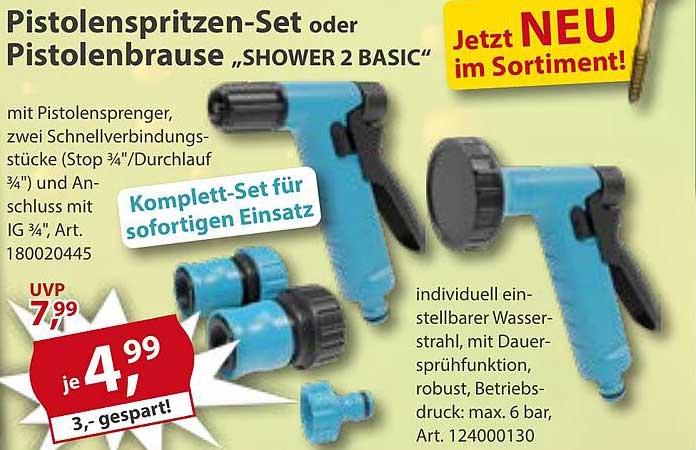 Pistolenspritzen-Set oder Pistolbrause „SHOWER 2 BASIC“