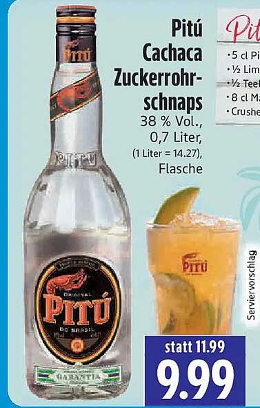 Pitú Cachaça Zuckerrohr-schnaps