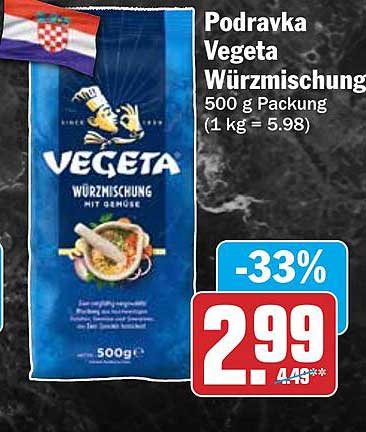 Podravka Vegeta Würzmischung 500 g Packung (1 kg = 5.98)