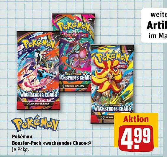 Pokémon Booster-Pack »wachsende Chaos«3 je Pckg.