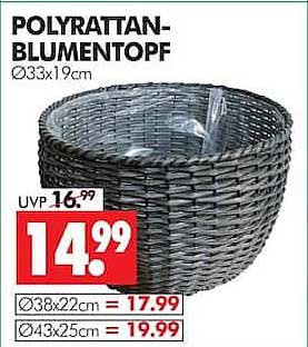 POLYRATTAN-BLUMENTOPF Ø33x19cm