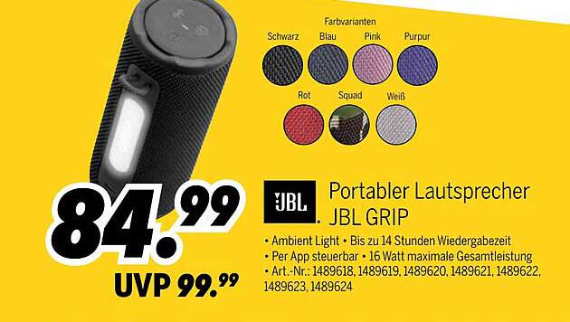 Portabler Lautsprecher JBL GRIP