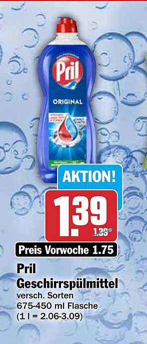 Pril Geschirrspülmittel versch. Sorten 675-450 ml Flasche (1 l = 2.06-3.09)