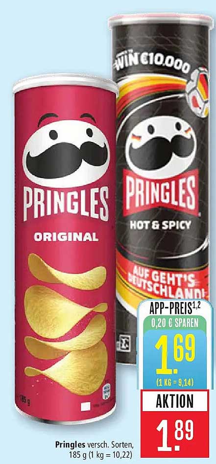 Pringles versch. Sorten, 185 g (1 kg = 10,22)