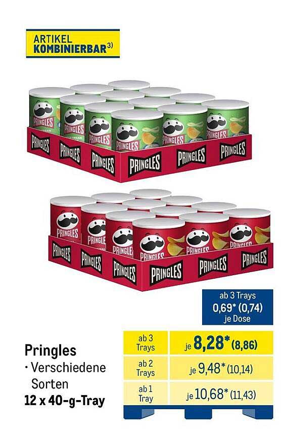 Pringles Verschiedene Sorten 12 x 40-g-Tray