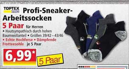 Profi-Sneaker-Arbeitssocken 5 Paar für Herren