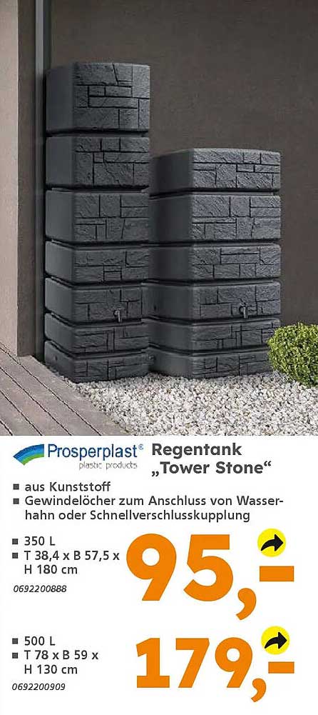 Prosperplast® Regntank „Tower Stone“