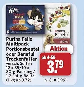Purina Felix Multipack Portionsbeutel oder Beneful Trockenfutter verschiedener Sorten
