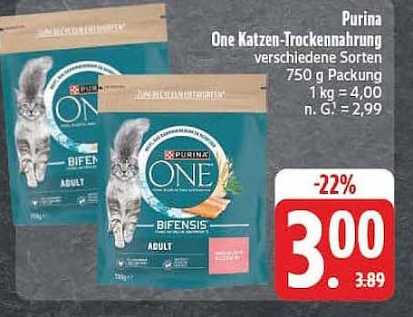 Purina One Katzen-Trockennahrung verschiedene Sorten 750 g Packung