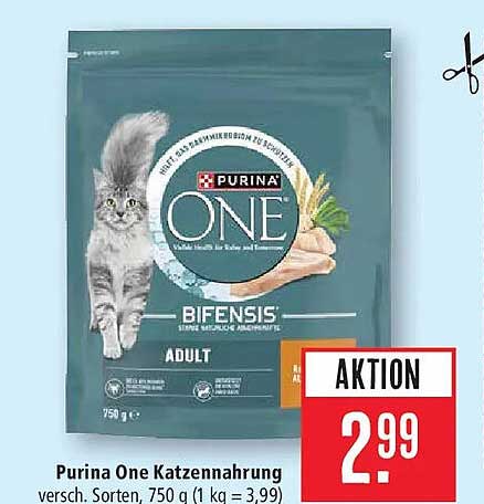 Purina One Katzenmahrung versch. Sorten. 750 g (1 kg = 3,99)