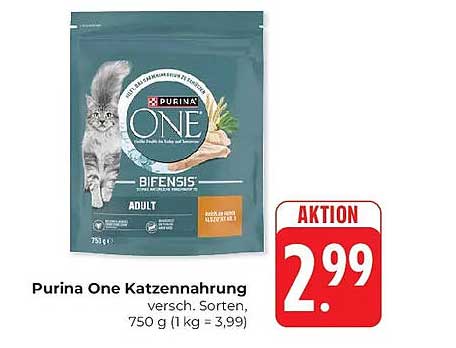Purina One Katzennahrung verschied. Sorten, 750 g (1 kg = 3,99)