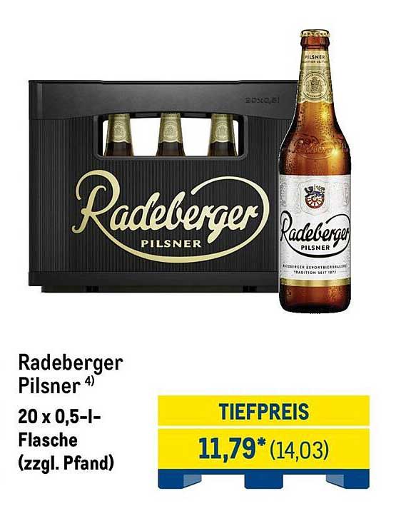 Radeberger Pilsner 4) 20 x 0,5-l-Flasche (zzgl. Pfand)