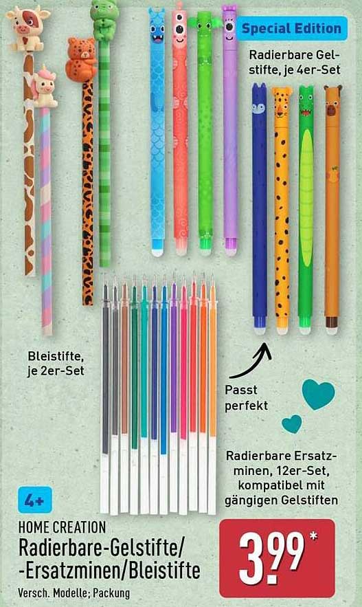 Radierbare-Gelstifte/-Ersatzminen/Bleistifte