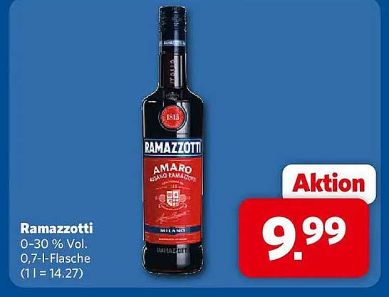 Ramazzotti 0-30 % Vol. 0,7-l-Flasche (1 l = 14.27)