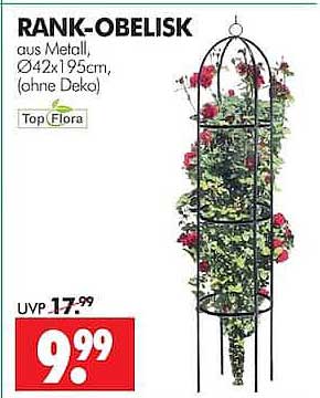 RANK-OBELISK aus Metall, Ø42x195cm, (ohne Deko)