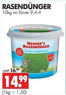 RASENDÜNGER 10kg im Eimer 9-4-4