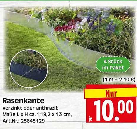 Rasenkante verzinkt oder anthrazit