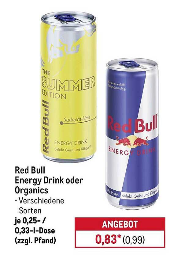 Red Bull Energy Drink oder Organics