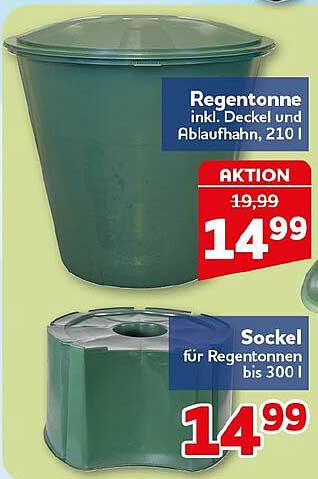 Regentonne inkl. Deckel und Ablaufhahn, 210 l