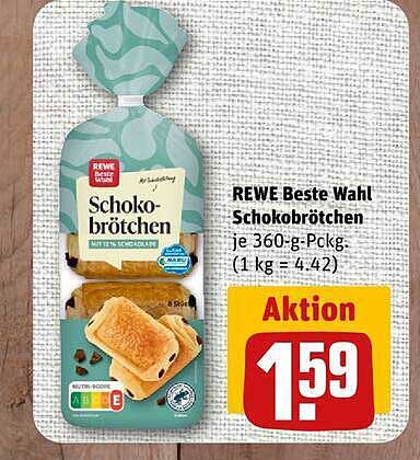 REWE Beste Wahl Schokobrötchen je 360-g-Packg. (1 kg = 4,42)