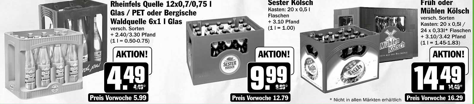 Rheinfels Quelle 12x0,7/0,75 l Glas / PET oder Bergische Waldquelle 6x1 l Glas versch. Sorten